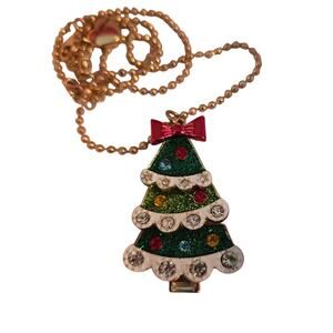 NWOT Betsey Johnson 3-Tier Articulated Christmas Tree Necklace Original Box